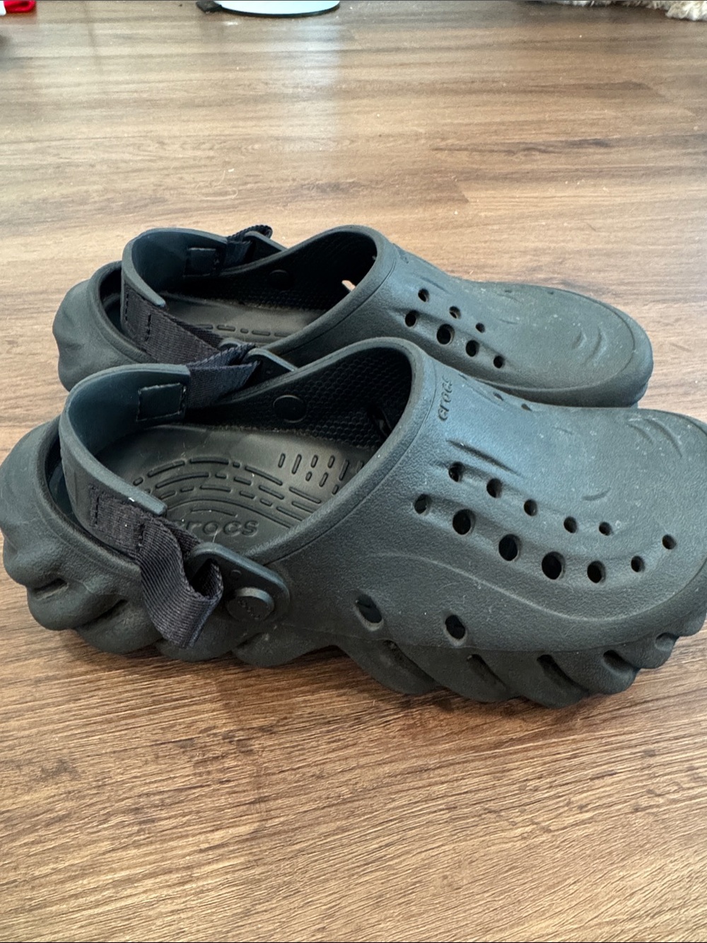 CROCS Kids Black Vented Sport Clog with Heel Strap